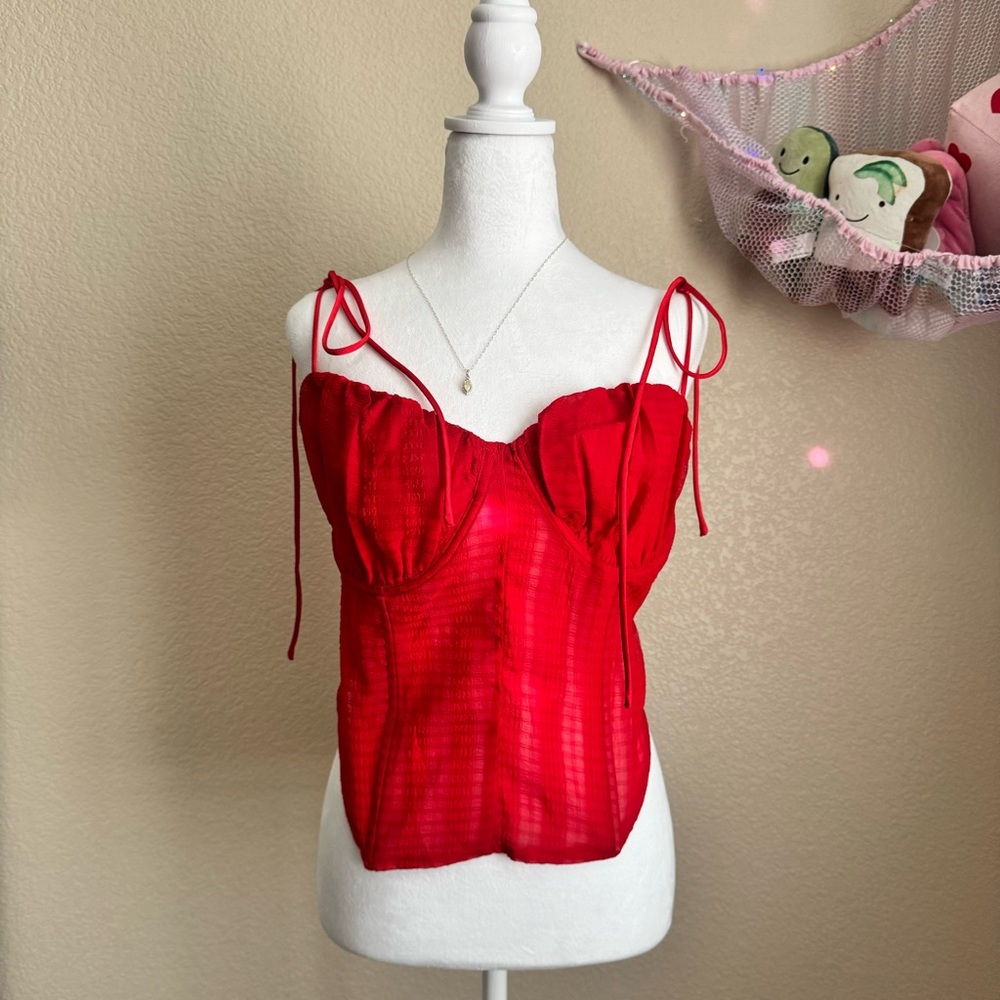 *sold* PrettyLittleThing Red Corset Top